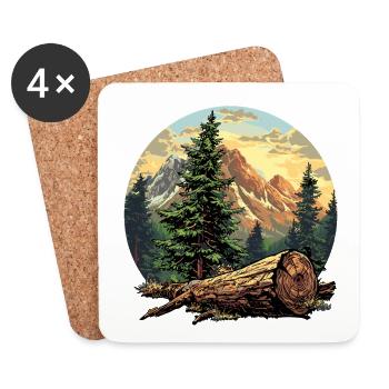 Mountains Forest Nature outdoor - Coasters (set of 4) - white - Front