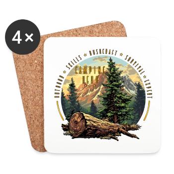 Camping hero bushcraft survival - Coasters (set of 4) - white - Front
