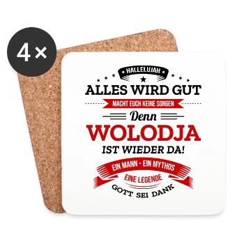 ALLES WIRD GUT, DIE LEGENDE WOLODJA IST DA - Untersetzer (4er-Set) - Weiß - Vorne