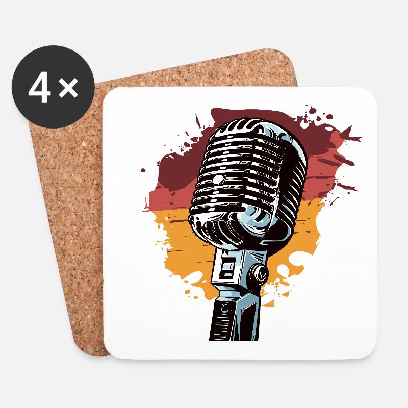 Microphone retro vintage singer - Coasters (set of 4) - white