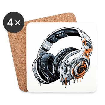 Kopfhörer beats musiker im studio - Untersetzer (4er-Set) - Weiß - Vorne