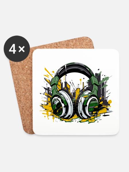 Kophörer musik dj equipment - Untersetzer (4er-Set) - Weiß
