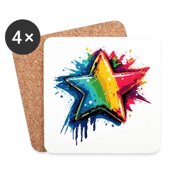 Star Rainbow Motif - Coasters (set of 4) - white - Front