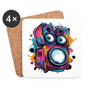 Music system retro vintag music - Coasters (set of 4) - white - Front