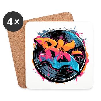vinyl record of the 90s - Coasters (set of 4) - white - Front
