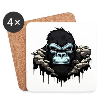 Gorilla silverback monkey - Coasters (set of 4) - white - Front