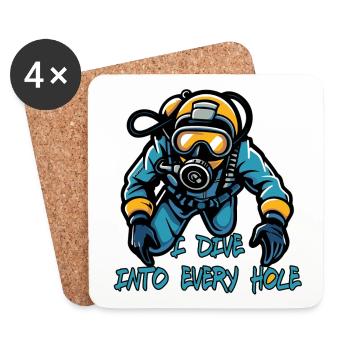 Cave Diving Scuba Diving Diver Every Hole - Coasters (set of 4) - white - Front