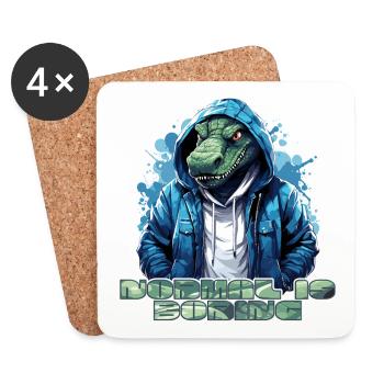 Krokodil Aligator - normal is boring - Untersetzer (4er-Set) - Weiß - Vorne
