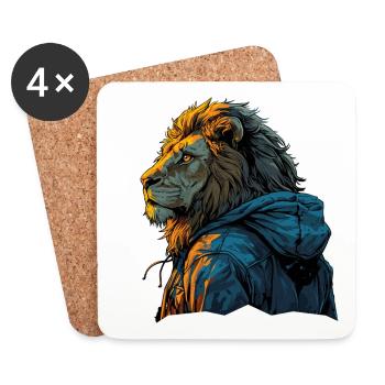 Lion d’Afrique Safari - Dessous de verre (lot de 4) - blanc - Devant