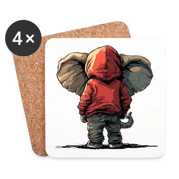 Elefant Rüssel Dickhäuter - Untersetzer (4er-Set) - Weiß - Vorne