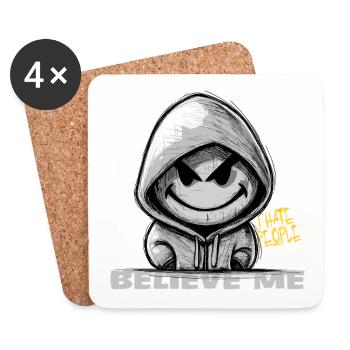 i hate people - i don't like - Coasters (set of 4) - white - Front