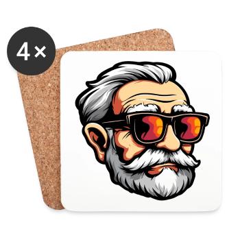 Grand-père Grand-père Lunettes Grand-père Opi - Dessous de verre (lot de 4) - blanc - Devant
