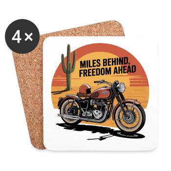 Des kilomètres derrière, la liberté en avant – Biker Adventure - Dessous de verre (lot de 4) - blanc - Devant