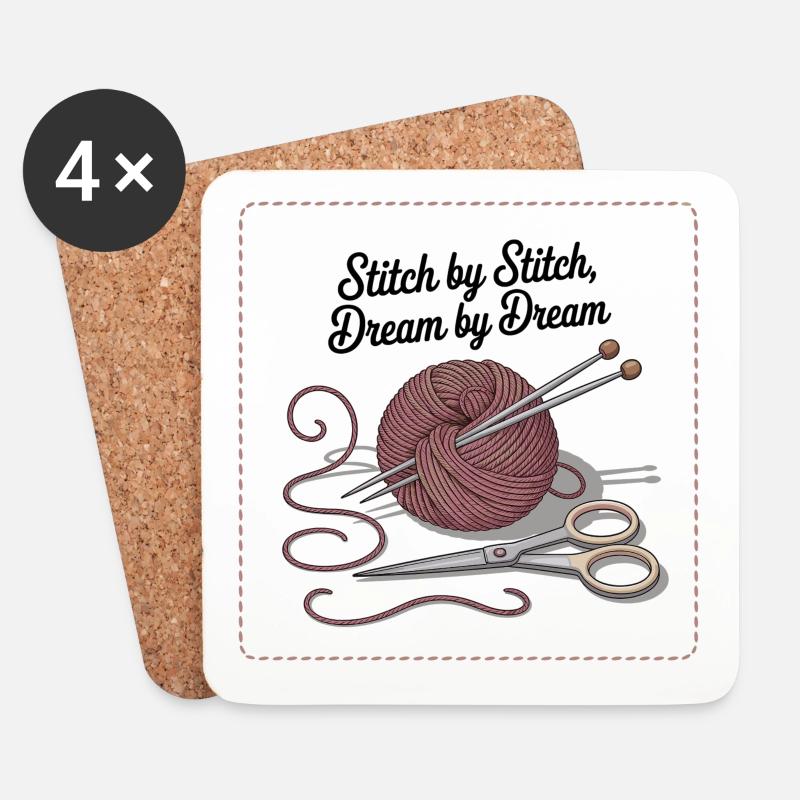 Stitch by Stitch, Dream by Dream - Untersetzer (4er-Set) - Weiß