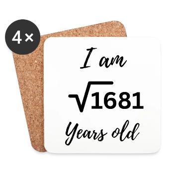 "I Am 41 Years Old – Math-Style Birthday Design - Coasters (set of 4) - white - Front