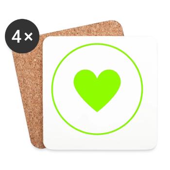 Green Heart Circle | Minimal Herz Design - Untersetzer (4er-Set) - Weiß - Vorne