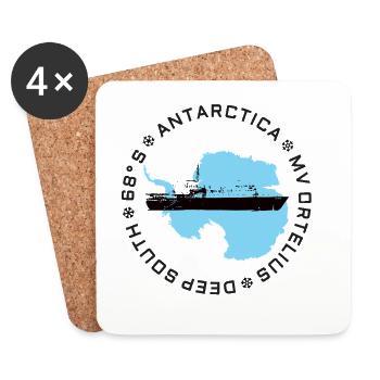 Antarktis-Silhouette mit Explorer-Schiff - Untersetzer (4er-Set) - Weiß - Vorne