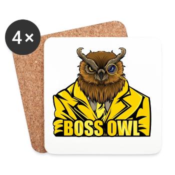 Boss Owl - Mafia Styled Animals - Dessous de verre (lot de 4) - blanc - Devant