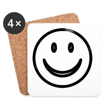 Emoji sourire - Dessous de verre (lot de 4) - blanc - Devant