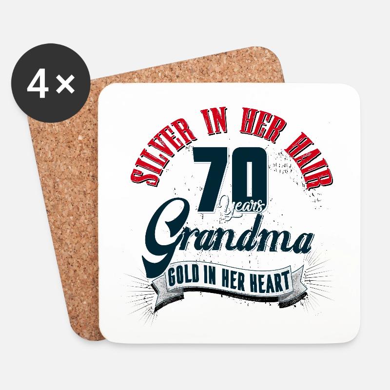 Oma, 70. Geburtstag, 70 Jahre, Geschenk - Untersetzer (4er-Set) - Weiß