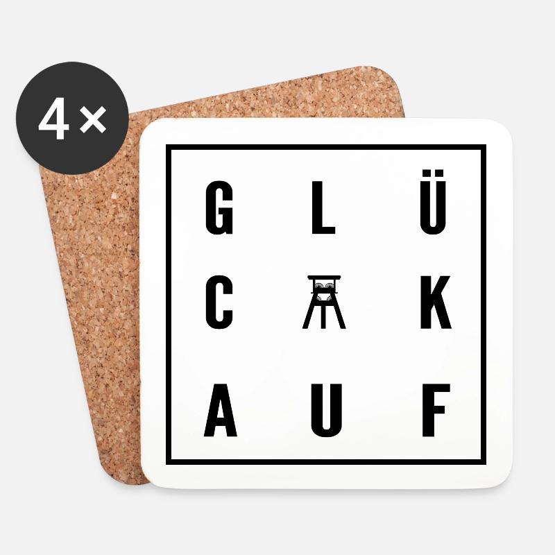 Glück auf mit Förderturm - Untersetzer (4er-Set) - Weiß