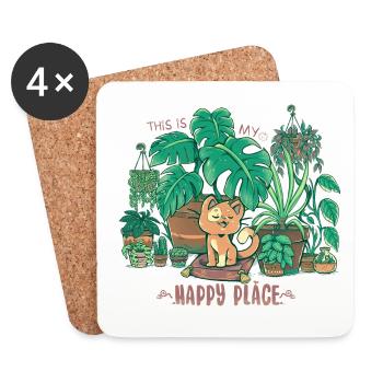 Dans mon Happy Place - Dessous de verre (lot de 4) - blanc - Devant