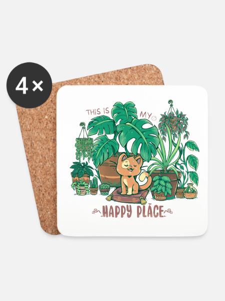 In meinem Happy Place - Untersetzer (4er-Set) - Weiß