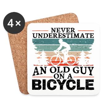 Never Underestimate An Old Man On A Bicycle Men - Dessous de verre (lot de 4) - blanc - Devant