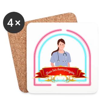 I am a nurse, Ben bir hemşireyim - Untersetzer (4er-Set) - Weiß - Vorne