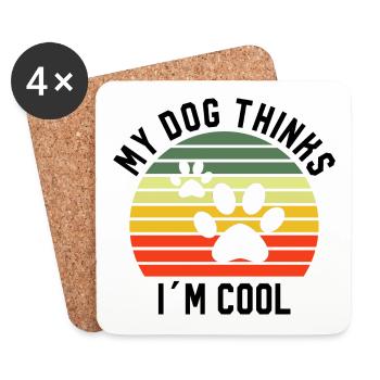 Mon chien choses dans Cool Dog - Dessous de verre (lot de 4) - blanc - Devant