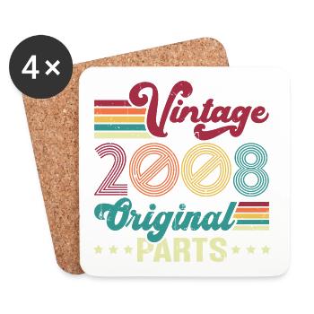Vintage 2008 Original, Cadeau D'anniversaire - Dessous de verre (lot de 4) - blanc - Devant
