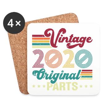 Vintage 2020 Original, Geburtstagsgeschenk - Untersetzer (4er-Set) - Weiß - Vorne