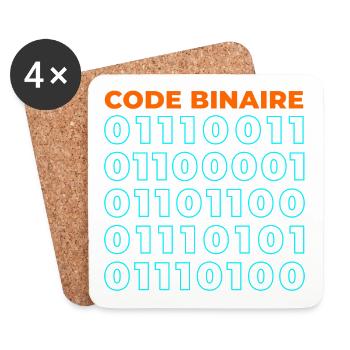 Code binaire - Dessous de verre (lot de 4) - blanc - Devant