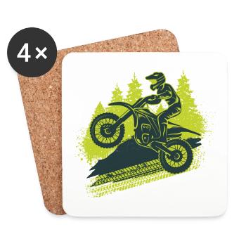 Motocross Biker Motorsport Dirtbike Moto - Dessous de verre (lot de 4) - blanc - Devant