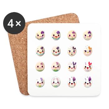 Oeuf de Pâques avec Visage Oeufs de Pâques Personnage - Dessous de verre (lot de 4) - blanc - Devant