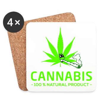 Cannabis, 100% Natural Product - Coasters (set of 4) - white - Front