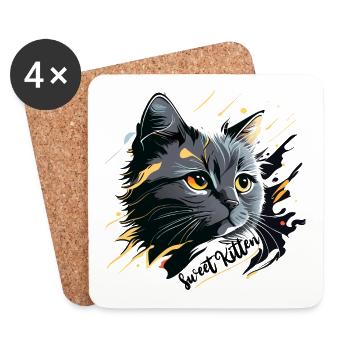 graues Kätzchen, Katze - Untersetzer (4er-Set) - Weiß - Vorne