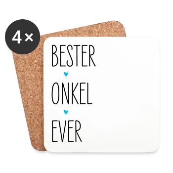 Bester Onkel Ever, Herz, Geburtstag, Familie - Untersetzer (4er-Set) - Weiß - Vorne