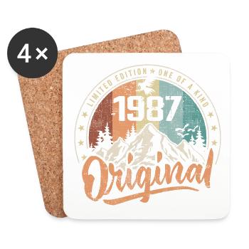 Original 1987 Retro Geburtstagsgeschenk Geboren 1987 - Untersetzer (4er-Set) - Weiß - Vorne