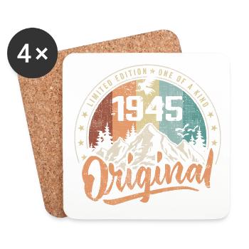 Original 1945 Rétro Cadeau Anniversaire Né En 1945 - Dessous de verre (lot de 4) - blanc - Devant