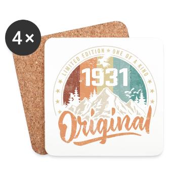 Original 1931 Rétro Cadeau Anniversaire Né En 1931 - Dessous de verre (lot de 4) - blanc - Devant