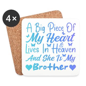 I miss My Brother In Heaven Tees For Boys Girl - Dessous de verre (lot de 4) - blanc - Devant