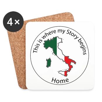 This is where my story begins - Italy - Coasters (set of 4) - white - Front