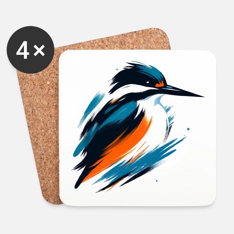 Dynamischer Eisvogel - Untersetzer (4er-Set) - Weiß