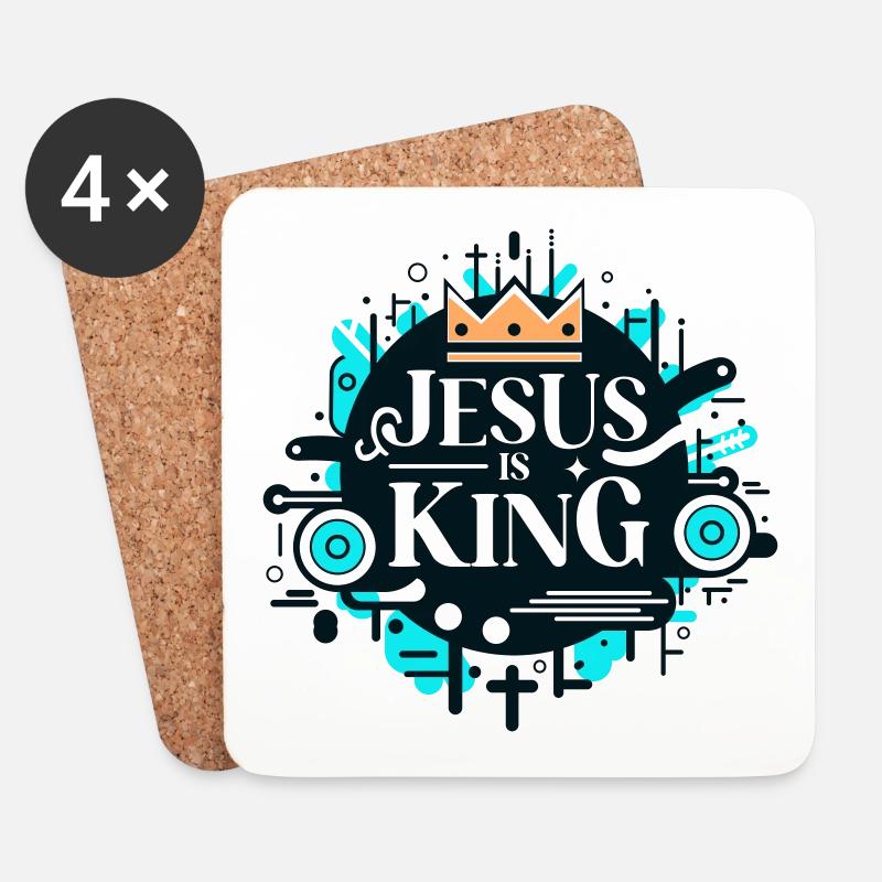 Jesus ist König - Untersetzer (4er-Set) - Weiß