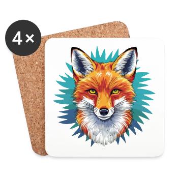 Fuchs - Illustration - Untersetzer (4er-Set) - Weiß - Vorne