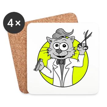 Coiffeur rétro chat - Motif coiffeur - Dessous de verre (lot de 4) - blanc - Devant