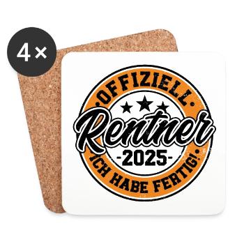 Rentner 2025 Ich habe fertig - Untersetzer (4er-Set) - Weiß - Vorne