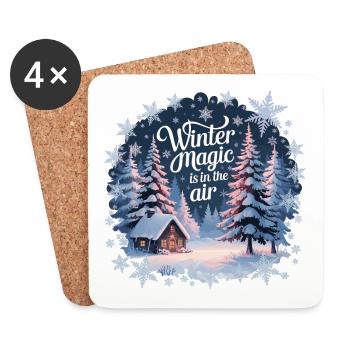 Winter Magic is in the Air – Winterlandschaft - Untersetzer (4er-Set) - Weiß - Vorne