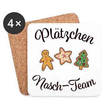 "PLÄTZCHEN - NASCH - TEAM" Weihnachten backen - Untersetzer (4er-Set) - Weiß - Vorne